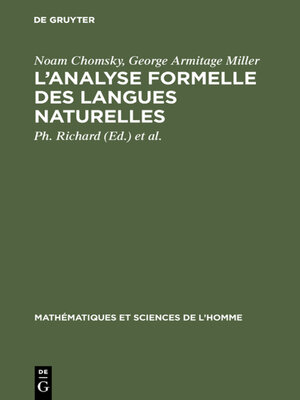 cover image of L'analyse formelle des langues naturelles